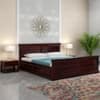 Hearti Solid Wood King  Size Bed Without Storage (Walnut Finish)
