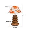 Devansh Printed Cotton Table Lamp With Wood  Pebble Lamp  (10X10X15) Inches