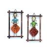 Desert Art Metal Handpainted Lady Musician Doll Wall Hanging Set of 2