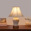 Devansh Off-White Cotton Shade Lamp With Wood & Mosaic Glass Base For Decoration/Office/Home/Gifting/Study For Decoration/Office/Home/Gifting/Study