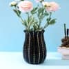 Black with Gold lines Cylindrical Shaped Ceramic Vase