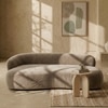 Luxelounge Wood 2-Seater + Ottoman With Upholstery Non Storage Sofa In Beige Colour