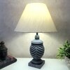 Grey Color Handpainted And Hancarved Distress Wooden Table Lamp