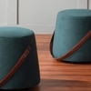 Hoist Collection Pouf With Faux Leather Strap in Green Color Set Of 2