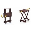 Latt Folding Table-Stool Tall Mahogany Finish