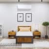 Hexa Engineered Wood Modern Single Bed With Headboard With Storage In Slate Grey And Giant Wood