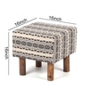Verona Solid Wood Pouf Stool in Stripe Beige Jackard fabric