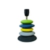 Pebble Black Green Yellow Wooden Table Lamp in Multicolor