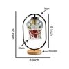 Devansh Multicolor Glass Wooden & Iron  Table Lamp -17 Inch Height  -Akk