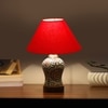Devansh Conical Red Cotton Shade Lamp With Wood & Mosaic Glass Base For Decoration/Office/Home/Gifting/Study For Decoration/Office/Home/Gifting/Study -(10X10X14.5) Inches -A