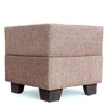 Iris Solid Wood Pouffee in Jute Beige Fabric