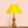 Devansh Yellow Cotton Table Lamp With  Wood Natural Base (10X18 Inches)-31