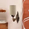 Devansh Metal Electric Wall Light in Antique Gold Colour with Beige Shade Count of 1 Light