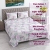 White And Pink Shade  Floral Cotton 400 Tc Flat Super King Size Bedsheet With 2 Pillow Covers