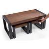 Altura Rectangular Solid Wood Coffee Table With Nested Stools In Two Tone Finish