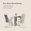 Sanchez 4 Seater Round Table With Set Of 4 Ingrid Dining Chairs (Finish- White)