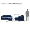 Kowloon Sectional 3 Seater Pull Out Sofa cum Bed In Lapis Blue Colour