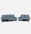 Levanto Half Leather 3 Seater Zero Wall Electric Recliner Sofa in Ocean Blue