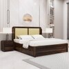 Lotus Solid Wood Queen  Size Upholstered Bed With Drawer Storage (Provincial Teak Finish)
