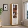 Hexa Engineered Wood Bookshelf Multipurpose Storage Rack in Giant Wood and Frosty White Colour