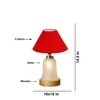 Devansh Conical Red Cotton Shade Lamp With Wood & Mosaic Glass Base For Decoration/Office/Home/Gifting/Study For Decoration/Office/Home/Gifting/Study -(10X10X14.5) Inches -A