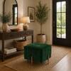 Doe Buck Regent Channel Tufted Velvet Ottoman Stool in Green Colour with Rose Gold Legs