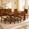 Globally Indian Aarya Solid Sheesham Wood 6 Seater Dining Table Set 6 Chairs Beige