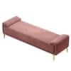 Arvia Velvet 2 Seater Ottoman Bench in Peach Color