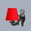 Devansh Metal Electric Wall Light in Antique Gold Colour with Red Shade Count of 1 Light