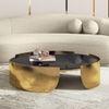 Belle Round Black Mirror And Metal Coffee Table In Gold Finish