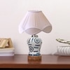 Devansh Off-White Vintage  Cotton Pleated Shade Lamp With Wood & Mosaic Glass Base For Decoration/Office/Home/Gifting/Study For Decoration/Office/Home/Gifting/Study