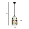 Folk Vibes Glass Electric Hanging Light in White Colour