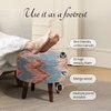 Crest Jacquard Wooden Ottoman in Blue Zig Zag Color