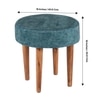 Nayla Solid Wood Stool in Textured Cyan Blue Jackard fabric