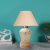 Devansh Conical  Beige Jute Shade  Lamp With  Wood & Mosaicglass Base For Decoration /Office/Home/Gifting/Study For Decoration /Office/Home/Gifting/Study -(10X10X14.5) Inches -