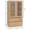 Paloma Large Crockery cum Bookshelf Cabinet with Toughened Glass Shutters and Drawers in Canadian Maple Coffee Walnut Colour