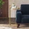 Zion Round Glass and Metal Drink Side Table in Gold finish