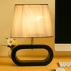 Devansh Off White Cotton Table Lamp With  Wood Black Base  -2