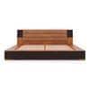 Mahe Solid Wood Queen Size Bed In Dual Tone With Tan Leatherette