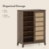 Fujiwara 24 Pair Solid Wood and Cane Shoe Cabinet In Danish Walnut Finish