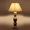 Devansh Off-White Cotton Vintage Straight Pleated   Lamp With Wood Base (12X19)