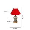 Devansh Conical Red Cotton Shade Lamp With Wood & Mosaic Glass Base For Decoration/Office/Home/Gifting/Study For Decoration/Office/Home/Gifting/Study -(10X10X14.5) Inches -A