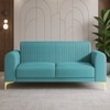 Veniza Velvet 2 Seater Sofa In Aqua Blue Colour