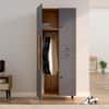 Hexa Red Wooden 2 Door Wardrobe with Drawer and Hanging Space in Giant Wood and Slate Grey Colour