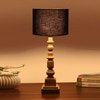 Devansh Black Cotton Table Lamp With Wood Natural Base (7X7X21.25 Inches)-3