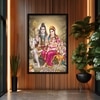 The Castle Decor Lord Shiva Parivar Wall Painting Framed Artwork 20x30 Inch Style 5