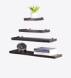 Solid Wood Floating Wall Shelf Set of 4 in Brown Colour