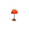 Wes Orange Fabric Shade Table Lamp with Natural Wood & Iron Base