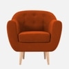 Colam Velvet 1 Seater Sofa in Orange Colour