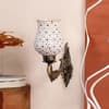 Devansh Metal Electric Wall Light in Antique Gold Colour with Beige Shade Count of 1 Light